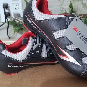 Venzo Cycling Shoes Men’s Size 8 / Women’s 9.5 Black Red 3M Reflective NEW